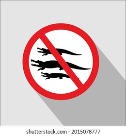 vector simple warning dangerous, about the presence of crocodile around the site