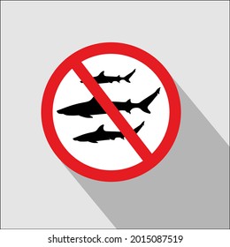 vector simple warning dangerous, about the presence of sharks around the site