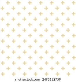 Vector simple white and gold abstract background with small flowers, grid, mesh. Fabric pattern.