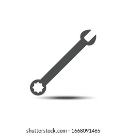 Vector simple wrench solid icon, 64x64 Pixel perfect icon, small shadow on white isolated background