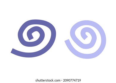 Concepto vectorial simplificado con espirales violeta (muy peri) y violeta. Ilustración con figuras abstractas dibujadas a mano plana para la decoración de tarjetas de Navidad sobre fondo blanco