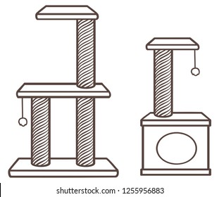 Vector Simplified Contour Illustration of Cat Claw Sharpeners