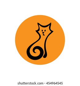 VECTOR SIMPLIFIED FIGURE CAT. Linear graph. It can be used for zoo theme logo an element of the site design