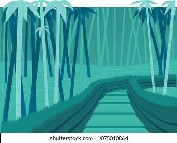 Vector Simply Illustration Sagano Bamboo Forest  Japan