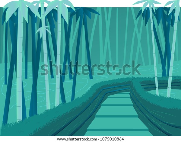 Vector simply illustration sagano bamboo forest Japan