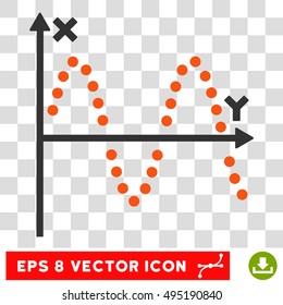 Vector Sine Plot EPS vector icon. Illustration style is flat iconic bicolor orange and gray symbol on a transparent background.