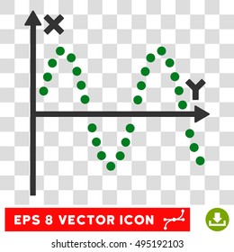 Vector Sine Plot EPS vector icon. Illustration style is flat iconic bicolor green and gray symbol on a transparent background.