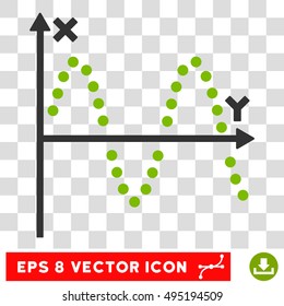 Vector Sine Plot EPS vector icon. Illustration style is flat iconic bicolor eco green and gray symbol on a transparent background.