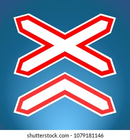 Vector sing of  intersections with the railway ahead. Warning about train traffic symbol