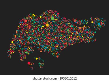 Vector Singapore country border map made dots isolated on background. Template for pattern, report, infographic, banner. Asia nation creative silhouette sign concept
