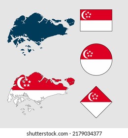 Vector Singapore Country Outline Silhouette Flag Stock Vector (Royalty ...