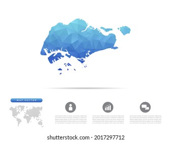 Vector Singapore map blue polygon triangle mosaic for presentation. Creative concept for infographic.