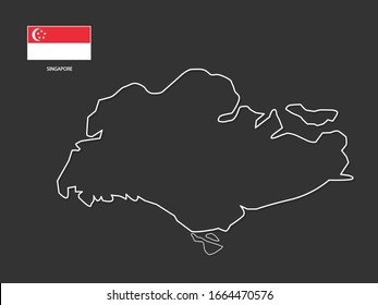 vector Singapore map thin line style.