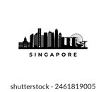 Vector Singapore skyline. Travel Singapore famous landmarks. Business and tourism concept for presentation, banner, web site.