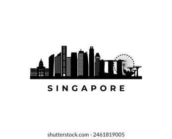 Vector Singapore skyline. Travel Singapore famous landmarks. Business and tourism concept for presentation, banner, web site.