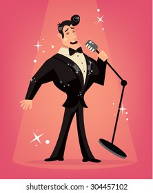 Vector singer flat cartoon illustration