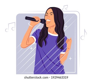 Vector singer in shadow of sharp lines style