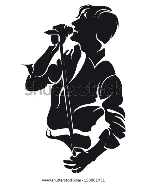 Vector Singing Man Silhouette Stock Vector (Royalty Free) 158881931