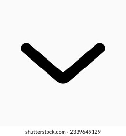 Vector single arrow chevron down icon. Black, white background. Perfect for app and web interfaces, infographics, presentations, marketing, etc.