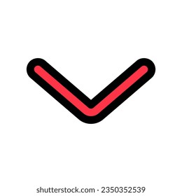 Vector single arrow chevron down icon. Black, white background. Perfect for app and web interfaces, infographics, presentations, marketing, etc.