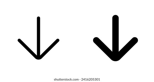 Vector single arrow chevron down icon. Perfect for app and web interfaces, infographics, presentations, marketing, etc.