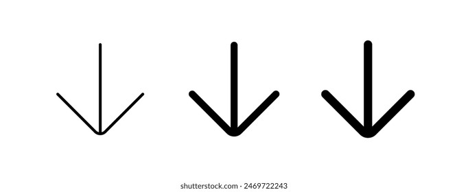 Vector single arrow chevron down icon. Perfect for app and web interfaces, infographics, presentations, marketing, etc.