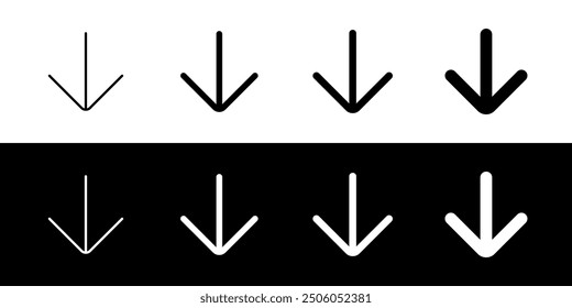 Vector single arrow chevron down icon. Perfect for app and web interfaces, infographics, presentations, marketing, etc.