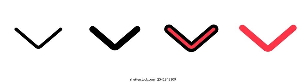 Vector single arrow chevron down icon. Perfect for app and web interfaces, infographics, presentations, marketing, etc.