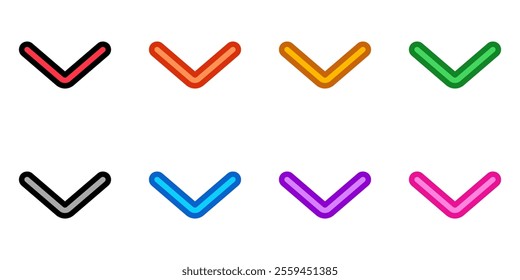 Vector single arrow chevron down icon. Perfect for app and web interfaces, infographics, presentations, marketing, etc.