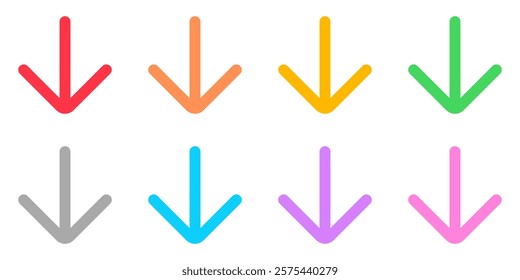 Vector single arrow chevron down icon. Perfect for app and web interfaces, infographics, presentations, marketing, etc.