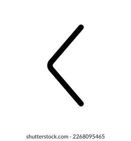 Vector single arrow chevron left icon. Black, white background. Perfect for app and web interfaces, infographics, presentations, marketing, etc.