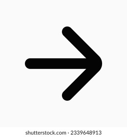 Vector single arrow chevron right icon. Black, white background. Perfect for app and web interfaces, infographics, presentations, marketing, etc.