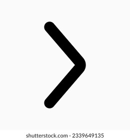 Vector single arrow chevron right icon. Black, white background. Perfect for app and web interfaces, infographics, presentations, marketing, etc.