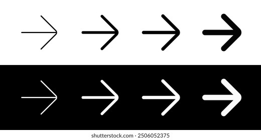 Vector single arrow chevron right icon. Perfect for app and web interfaces, infographics, presentations, marketing, etc.