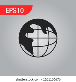 Vector Single Basic Outline Icon - Globe. Planet Earth.