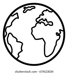 Vector Single Basic Outline Icon - Globe. Planet Earth.