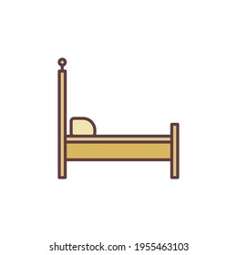 Vector Single Bed concept colored icon or symbol - Side View