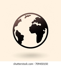 Vector Single Black Basic Icon - Planet Earth