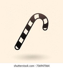 Vector Single Black Icon - Christmas Sweet Candy Cane