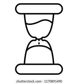 Vector Single Black Outline Icon - Hourglass. Sand Watch Sign