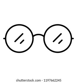 Vector Single Black Outline Icon - Round Eyeglasses