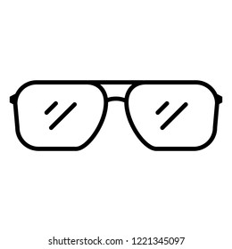 Vector Single Black Outline Icon - Mens Eyeglasses