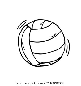Vector Single Black Pencil Sketch Volleyball Ball. Sport concept
