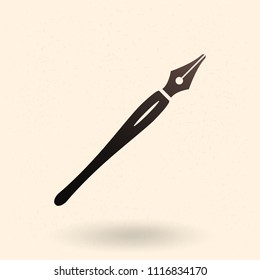 Vector Single Black Silhouette Icon - Calligraphic Pen