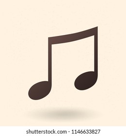 Vector Single Black Silhouette Icon - Music Note