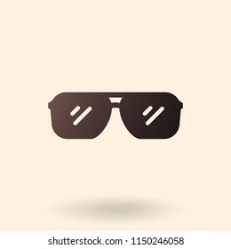 Vector Single Black Silhouette Icon - Aviator Style Sunglasses