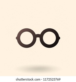 Vector Single Black Silhouette Icon - Round Eyeglasses.