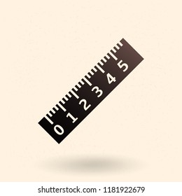 Vector Single Black Silhouette Icon - Ruler with Scale and Figures
