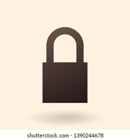 Vector Single Black Silhouette Icon - Padlock