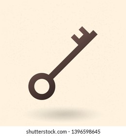 Vector Single Black Silhouette Icon - Antique Key